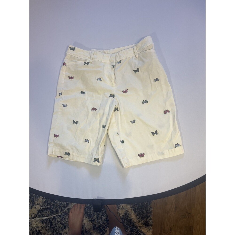 Talbots Perfect Shorts Butterfly Embroidered Stretch Bermuda Chino Women’s 10. - Picture 8 of 13